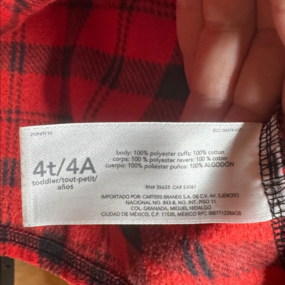 NWOT Carter’s Buffalo Plaid Sherpa-Lined Fleece Henley Pullover Size 4T